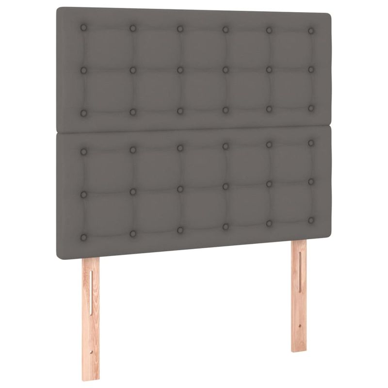 Casa si Gradina - Mobilier - Paturi si accesorii - Paturi - Pat box spring cu saltea, gri, 120x200 cm, piele ecologica - Infinity.ro