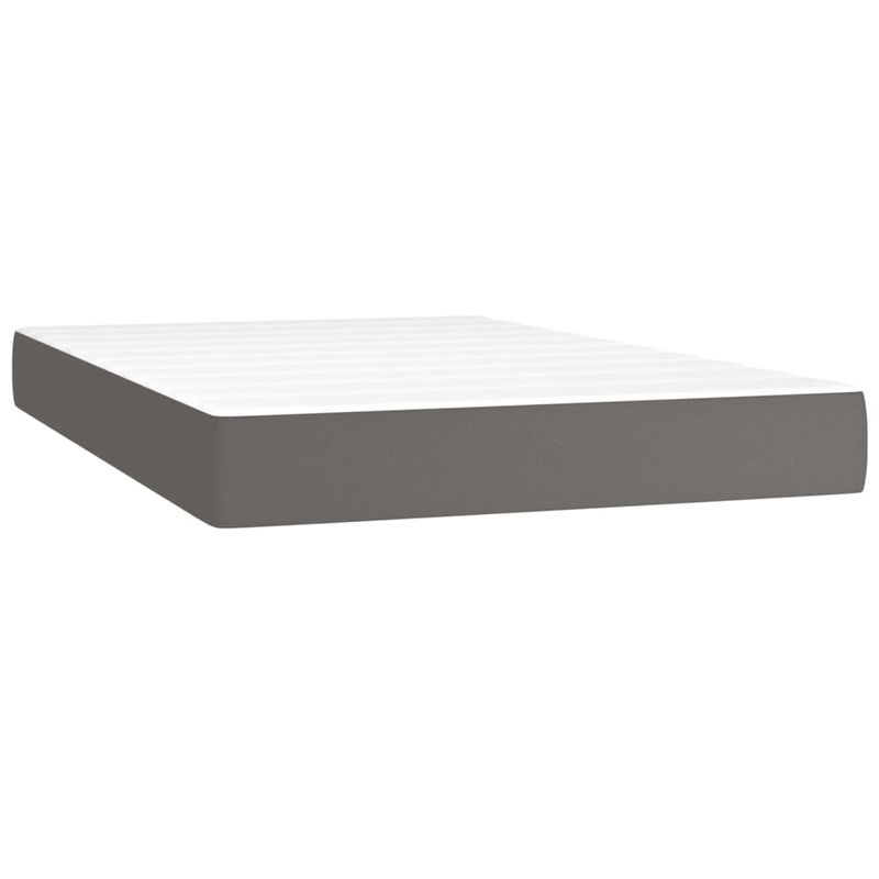 Casa si Gradina - Mobilier - Paturi si accesorii - Paturi - Pat box spring cu saltea, gri, 120x200 cm, piele ecologica - Infinity.ro