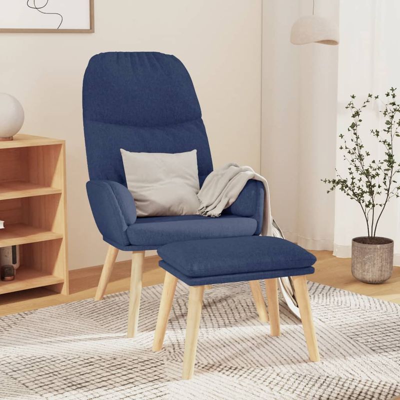 Casa si Gradina - Mobilier - Scaune si fotolii - Fotolii - Fotoliu de relaxare cu taburet, albastru, textil - Infinity.ro