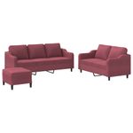 Casa si Gradina - Mobilier - Seturi de mobilier - Seturi living - Set canapea cu perne, 3 piese, rosu vin, material textil - Infinity.ro