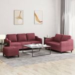 Casa si Gradina - Mobilier - Seturi de mobilier - Seturi living - Set canapea cu perne, 3 piese, rosu vin, material textil - Infinity.ro