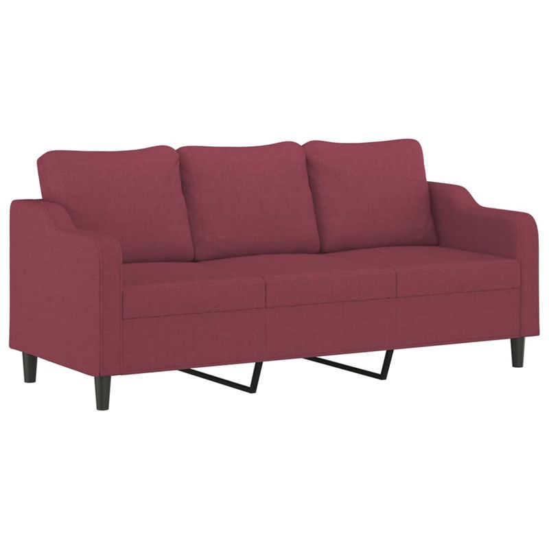 Casa si Gradina - Mobilier - Seturi de mobilier - Seturi living - Set canapea cu perne, 3 piese, rosu vin, material textil - Infinity.ro