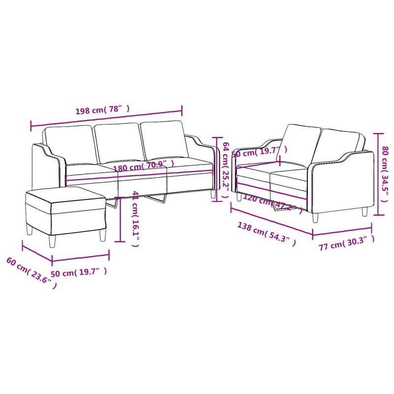 Casa si Gradina - Mobilier - Seturi de mobilier - Seturi living - Set canapea cu perne, 3 piese, rosu vin, material textil - Infinity.ro