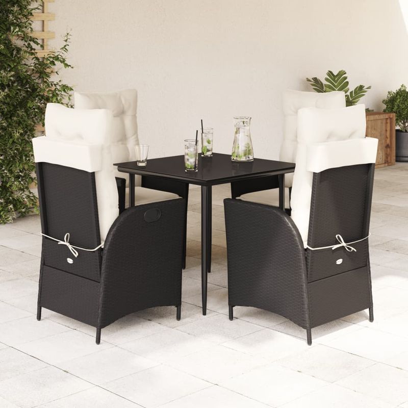 Casa si Gradina - Gradina si terasa - Mobilier exterior - Seturi mobila gradina - Set mobilier de gradina cu perne, 5 piese, negru, poliratan - Infinity.ro