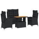 Casa si Gradina - Gradina si terasa - Mobilier exterior - Seturi mobila gradina - Set mobilier de gradina cu perne, 4 piese, negru, poliratan - Infinity.ro