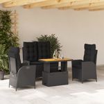 Casa si Gradina - Gradina si terasa - Mobilier exterior - Seturi mobila gradina - Set mobilier de gradina cu perne, 4 piese, negru, poliratan - Infinity.ro