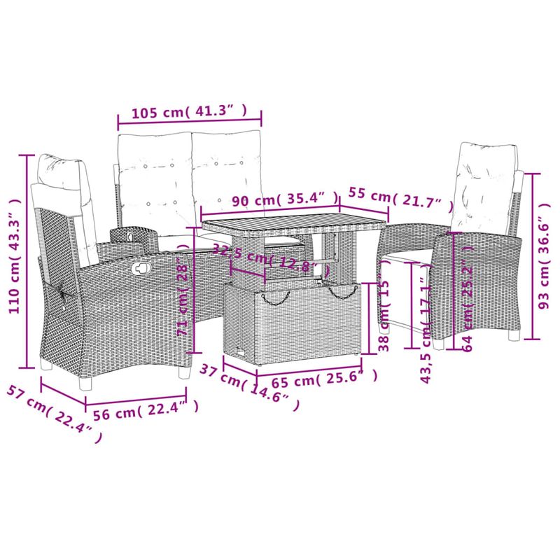 Casa si Gradina - Gradina si terasa - Mobilier exterior - Seturi mobila gradina - Set canapele de gradina, 4 piese, cu perne, bej, poliratan - Infinity.ro