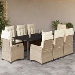Casa si Gradina - Gradina si terasa - Mobilier exterior - Seturi mobila gradina - Set de masa pentru gradina, 9 piese, cu perne, bej, poliratan - Infinity.ro