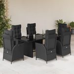 Casa si Gradina - Gradina si terasa - Mobilier exterior - Seturi mobila gradina - Set mobilier de gradina cu perne, 7 piese, negru, poliratan - Infinity.ro