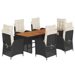 Casa si Gradina - Gradina si terasa - Mobilier exterior - Seturi mobila gradina - Set mobilier de gradina cu perne, 7 piese, negru, poliratan - Infinity.ro