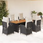 Casa si Gradina - Gradina si terasa - Mobilier exterior - Seturi mobila gradina - Set mobilier de gradina cu perne, 7 piese, negru, poliratan - Infinity.ro