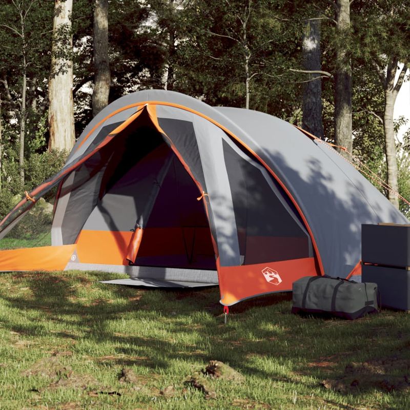 Sport si Outdoor - Camping - Corturi camping - Cort de camping 4 persoane gri si portocaliu impermeabil - Infinity.ro