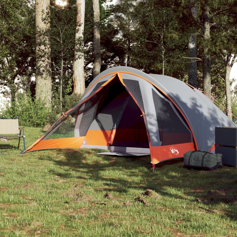Sport si Outdoor - Camping - Corturi camping - Cort de camping 4 persoane gri si portocaliu impermeabil - Infinity.ro