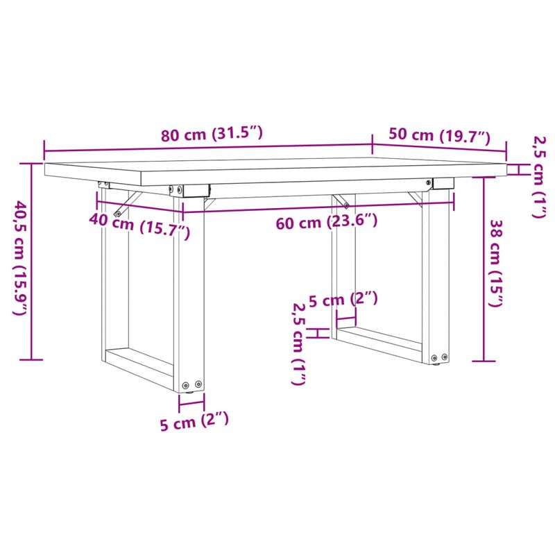 Casa si Gradina - Mobilier - Mese si birouri - Masute de cafea - Masa de cafea, cadru O, 80x50x40,5 cm, lemn masiv pin si fonta - Infinity.ro
