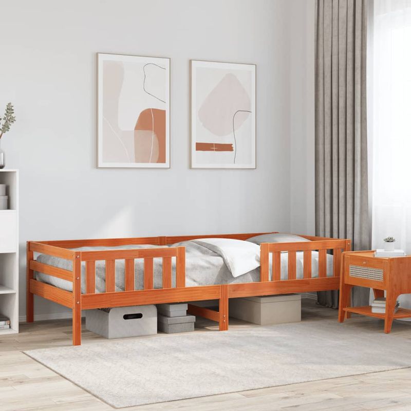 Casa si Gradina - Mobilier - Paturi si accesorii - Paturi - Cadru de pat, maro ceruit, 90x200 cm, lemn masiv de pin - Infinity.ro
