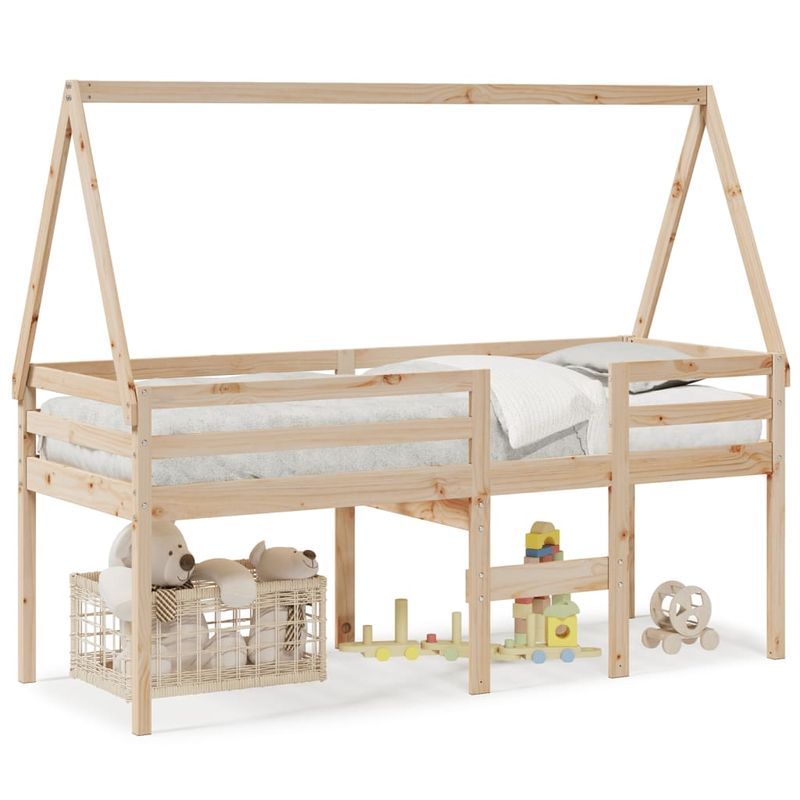 Casa si Gradina - Mobilier - Paturi si accesorii - Paturi - Pat inalt cu acoperis, 75x190 cm, lemn masiv de pin - Infinity.ro