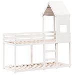 Casa si Gradina - Mobilier - Paturi si accesorii - Paturi - Pat supraetajat cu acoperis, alb, 90x190 cm, lemn masiv de pin - Infinity.ro