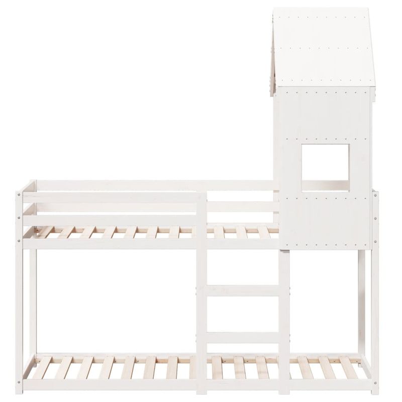 Casa si Gradina - Mobilier - Paturi si accesorii - Paturi - Pat supraetajat cu acoperis, alb, 90x190 cm, lemn masiv de pin - Infinity.ro