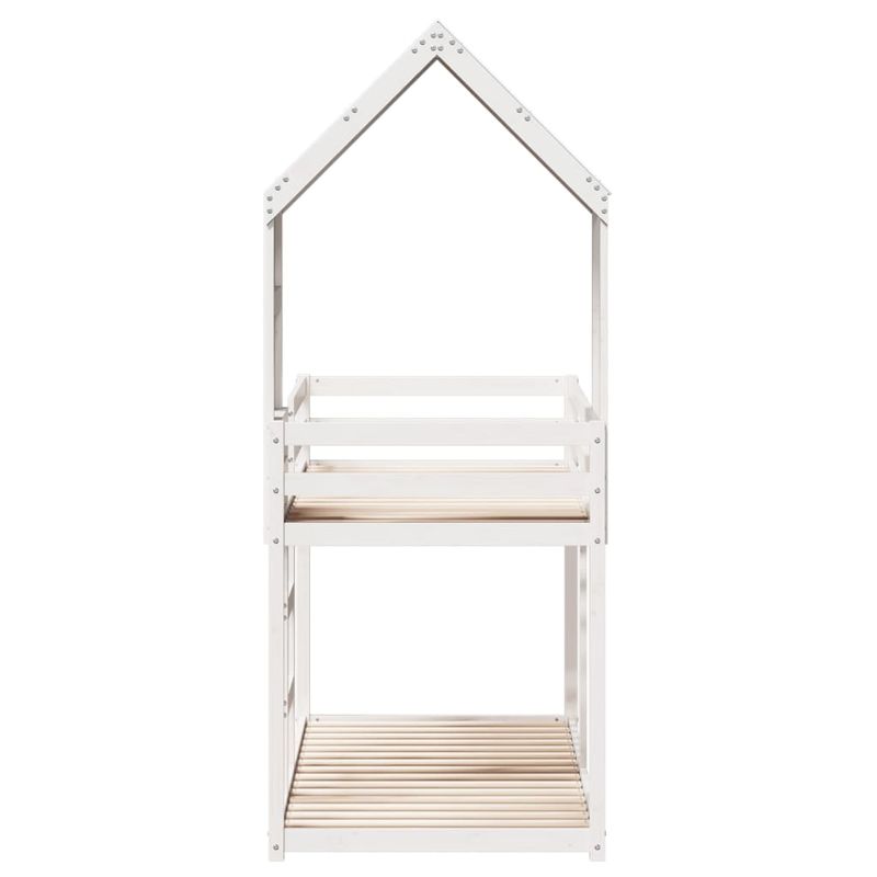 Casa si Gradina - Mobilier - Paturi si accesorii - Paturi - Pat supraetajat cu acoperis, alb, 90x190 cm, lemn masiv de pin - Infinity.ro