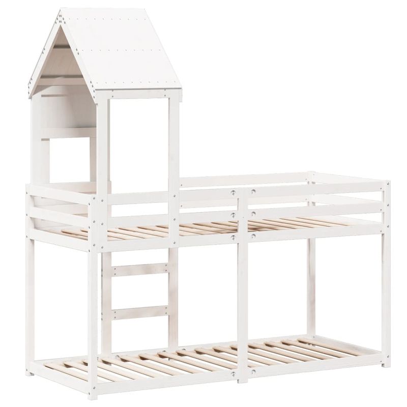 Casa si Gradina - Mobilier - Paturi si accesorii - Paturi - Pat supraetajat cu acoperis, alb, 90x190 cm, lemn masiv de pin - Infinity.ro