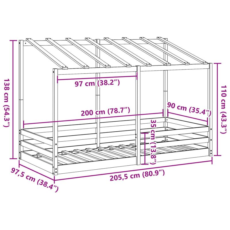 Casa si Gradina - Mobilier - Paturi si accesorii - Paturi - Acoperis pat de copii, alb, 90x200 cm, lemn masiv de pin - Infinity.ro