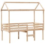 Casa si Gradina - Mobilier - Paturi si accesorii - Paturi - Pat inalt cu acoperis, 75x190 cm, lemn masiv de pin - Infinity.ro