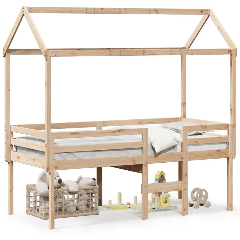 Casa si Gradina - Mobilier - Paturi si accesorii - Paturi - Pat inalt cu acoperis, 75x190 cm, lemn masiv de pin - Infinity.ro