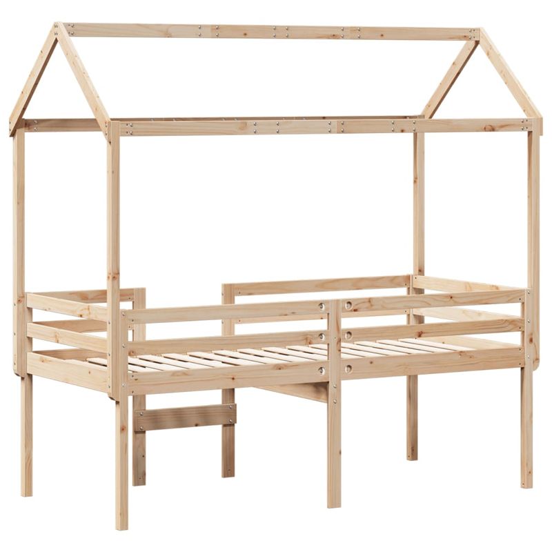 Casa si Gradina - Mobilier - Paturi si accesorii - Paturi - Pat inalt cu acoperis, 75x190 cm, lemn masiv de pin - Infinity.ro