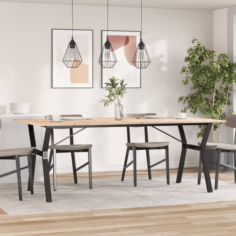 Casa si Gradina - Mobilier - Mese si birouri - Mese bucatarie si dining - Masa bucatarie, cadru Y, 200x100x75 cm lemn masiv pin si fonta - Infinity.ro
