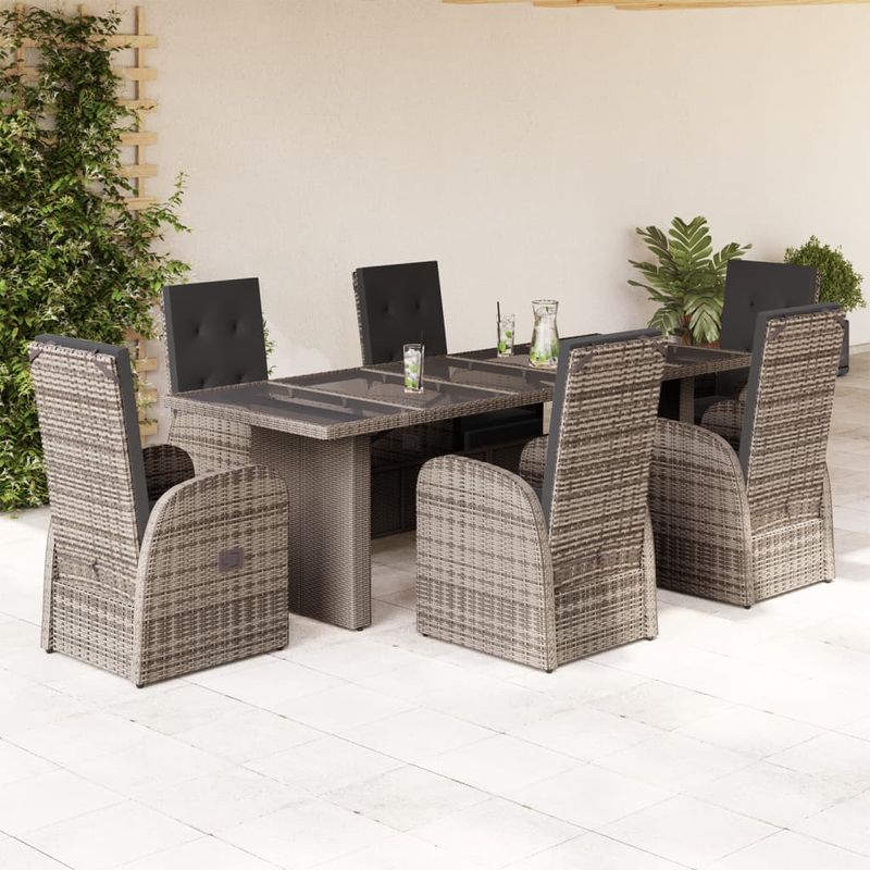 Casa si Gradina - Gradina si terasa - Mobilier exterior - Seturi mobila gradina - Set mobilier de gradina cu perne, 7 piese, gri, poliratan - Infinity.ro