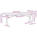 Casa si Gradina - Mobilier - Mese si birouri - Masute de cafea - Masa de cafea, cadru X, 160x40x45,5 cm, lemn masiv pin si fonta - Infinity.ro