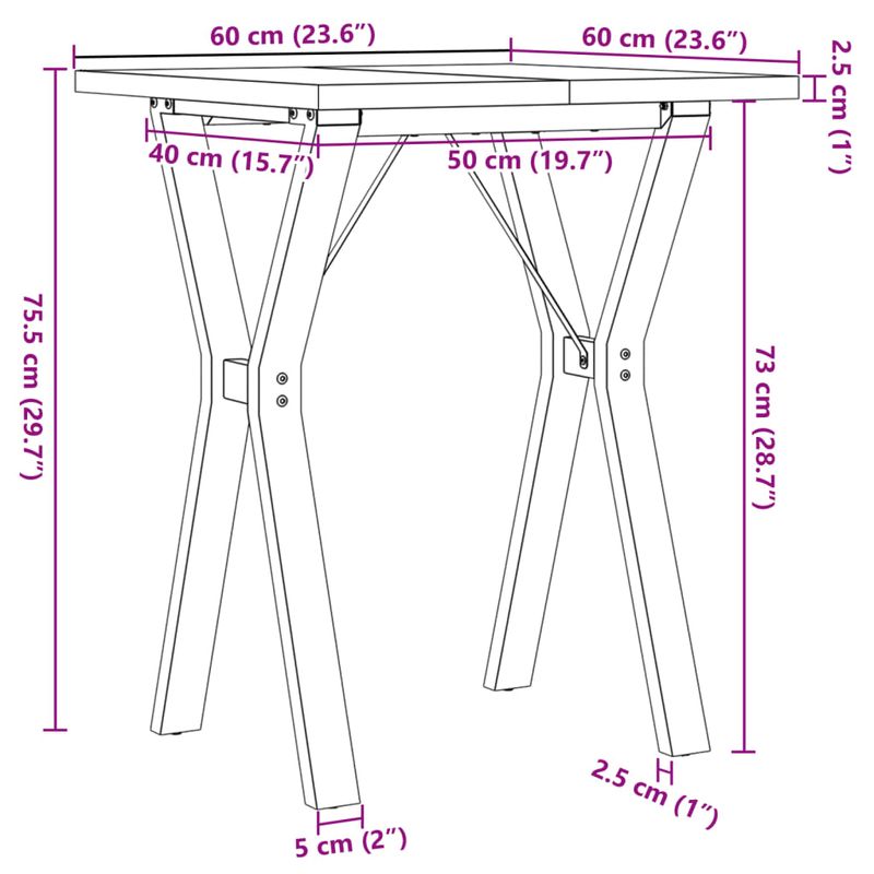 Casa si Gradina - Mobilier - Mese si birouri - Mese bucatarie si dining - Masa bucatarie, cadru Y, 60x60x75,5 cm lemn masiv pin si fonta - Infinity.ro