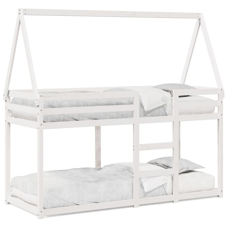 Casa si Gradina - Mobilier - Paturi si accesorii - Paturi - Pat supraetajat cu acoperis, alb, 75x190 cm, lemn masiv de pin - Infinity.ro