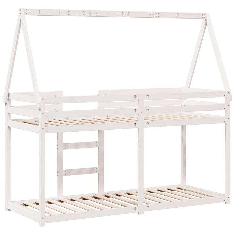 Casa si Gradina - Mobilier - Paturi si accesorii - Paturi - Pat supraetajat cu acoperis, alb, 75x190 cm, lemn masiv de pin - Infinity.ro