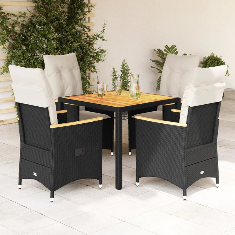 Casa si Gradina - Gradina si terasa - Mobilier exterior - Seturi mobila gradina - Set mobilier de gradina cu perne, 5 piese, negru, poliratan - Infinity.ro