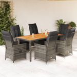 Casa si Gradina - Gradina si terasa - Mobilier exterior - Seturi mobila gradina - Set mobilier de gradina cu perne, 7 piese, gri, poliratan - Infinity.ro