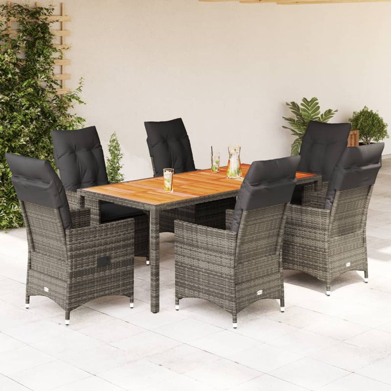 Casa si Gradina - Gradina si terasa - Mobilier exterior - Seturi mobila gradina - Set mobilier de gradina cu perne, 7 piese, gri, poliratan - Infinity.ro