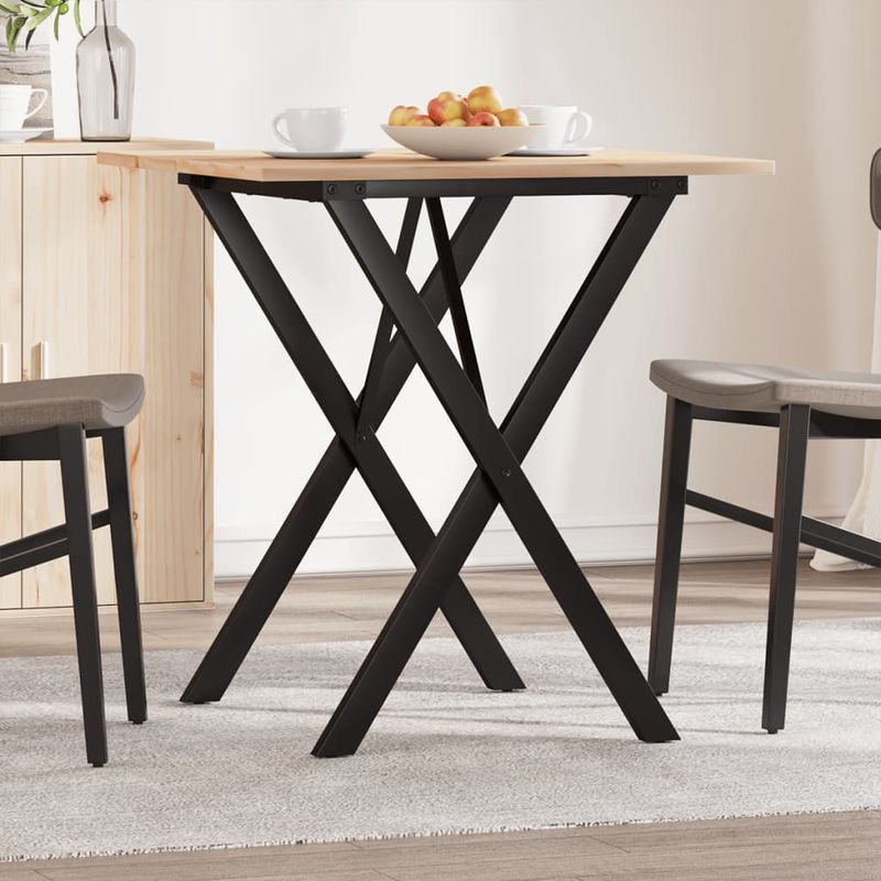 Casa si Gradina - Mobilier - Mese si birouri - Mese bucatarie si dining - Masa de bucatarie, cadru X, 70x70x75 cm lemn masiv pin si fonta - Infinity.ro