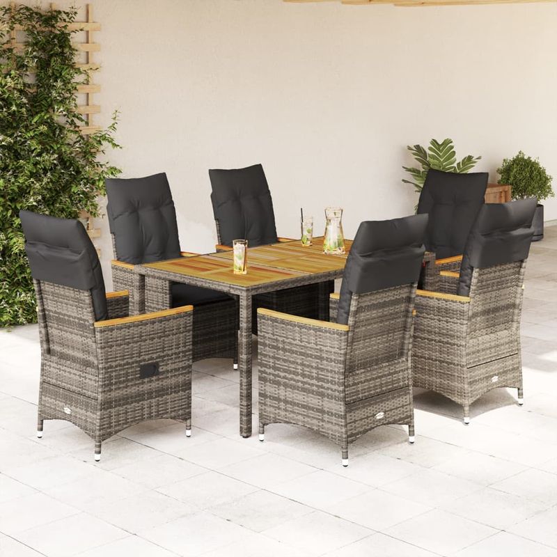 Casa si Gradina - Gradina si terasa - Mobilier exterior - Seturi mobila gradina - Set mobilier de gradina cu perne, 7 piese, gri, poliratan - Infinity.ro