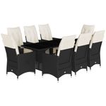 Casa si Gradina - Gradina si terasa - Mobilier exterior - Seturi mobila gradina - Set mobilier de gradina cu perne, 9 piese, negru, poliratan - Infinity.ro