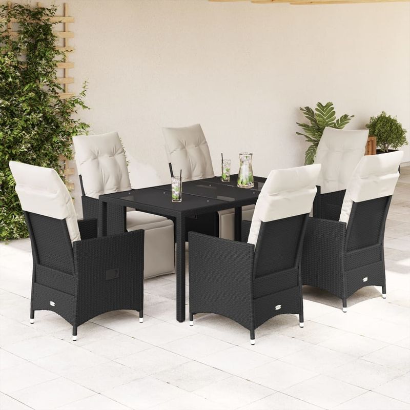 Casa si Gradina - Gradina si terasa - Mobilier exterior - Seturi mobila gradina - Set mobilier de gradina cu perne, 7 piese, negru, poliratan - Infinity.ro
