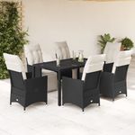 Casa si Gradina - Gradina si terasa - Mobilier exterior - Seturi mobila gradina - Set mobilier de gradina cu perne, 7 piese, negru, poliratan - Infinity.ro