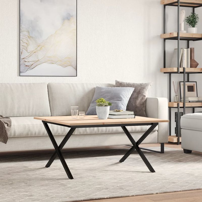 Casa si Gradina - Mobilier - Mese si birouri - Masute de cafea - Masa de cafea, cadru X, 80x80x45 cm, lemn masiv pin si fonta - Infinity.ro