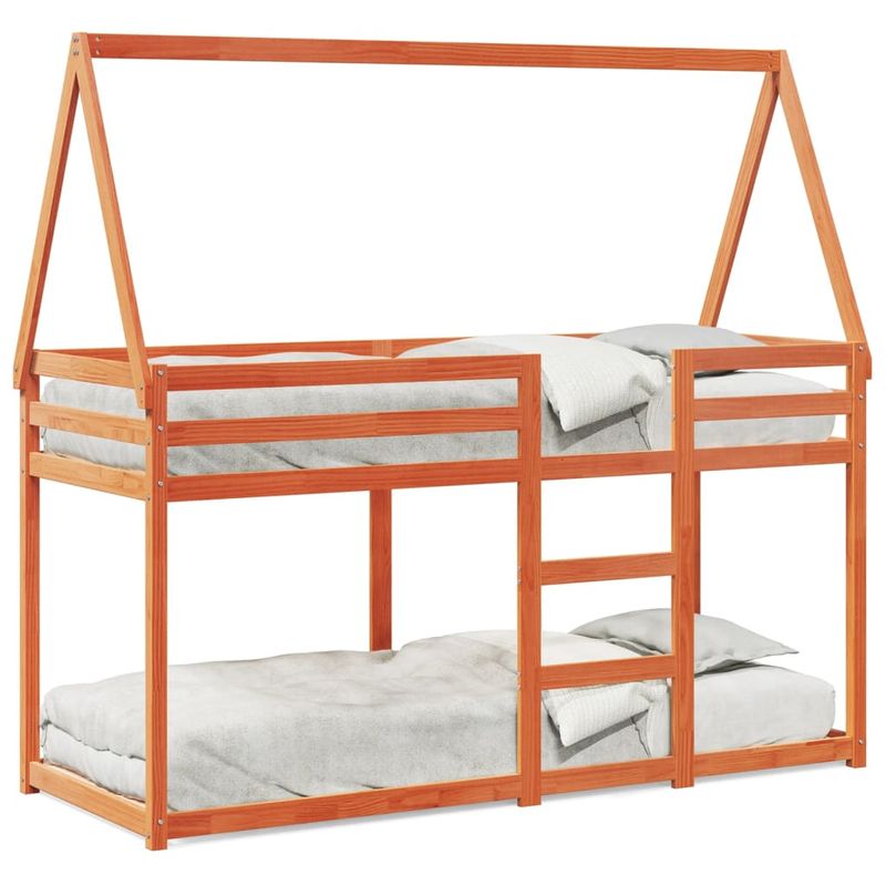 Casa si Gradina - Mobilier - Paturi si accesorii - Paturi - Pat supraetajat cu acoperis maro ceruit 90x190cm lemn masiv pin - Infinity.ro