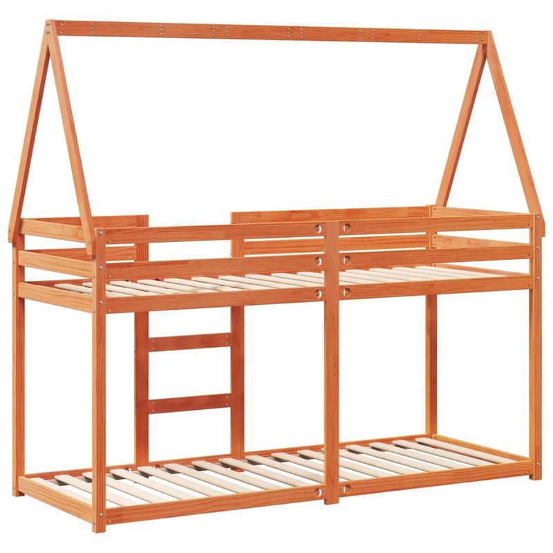 Casa si Gradina - Mobilier - Paturi si accesorii - Paturi - Pat supraetajat cu acoperis maro ceruit 90x190cm lemn masiv pin - Infinity.ro