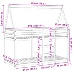 Casa si Gradina - Mobilier - Paturi si accesorii - Paturi - Pat supraetajat cu acoperis maro ceruit 90x190cm lemn masiv pin - Infinity.ro