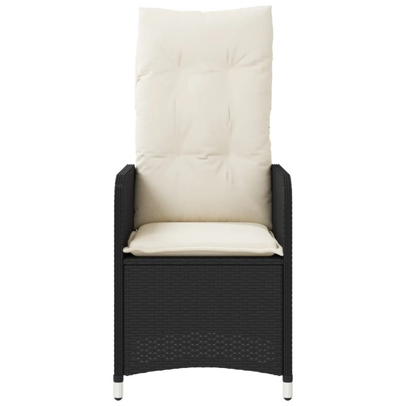 Casa si Gradina - Gradina si terasa - Mobilier exterior - Scaune si sezlonguri gradina - Scaun de gradina rabatabil cu perne, negru, poliratan - Infinity.ro