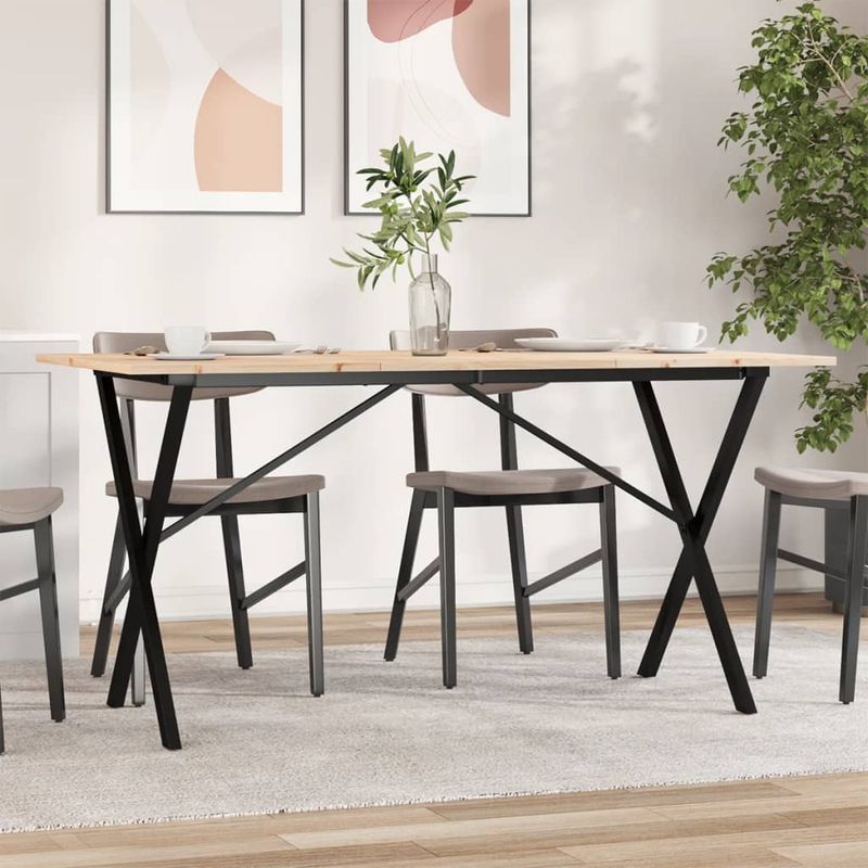 Casa si Gradina - Mobilier - Mese si birouri - Mese bucatarie si dining - Masa de bucatarie, cadru X, 140x80x75cm lemn masiv pin si fonta - Infinity.ro
