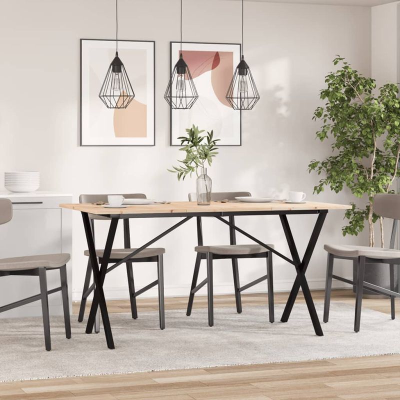 Casa si Gradina - Mobilier - Mese si birouri - Mese bucatarie si dining - Masa de bucatarie, cadru X, 140x80x75cm lemn masiv pin si fonta - Infinity.ro