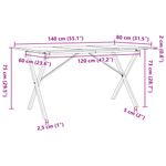 Casa si Gradina - Mobilier - Mese si birouri - Mese bucatarie si dining - Masa de bucatarie, cadru X, 140x80x75cm lemn masiv pin si fonta - Infinity.ro